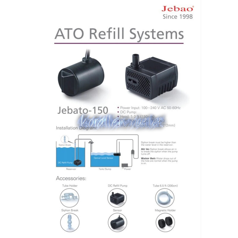 Jebato-150 Nachfüllanlage mit optischem Sensor